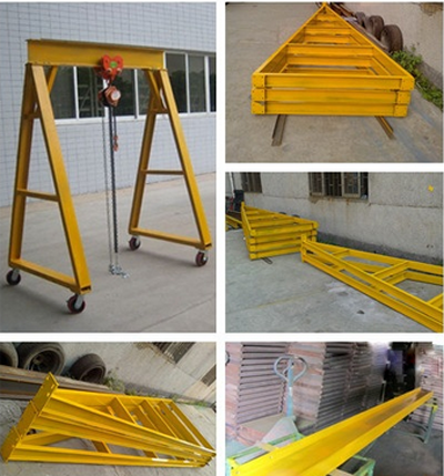 Movable portal gantry crane structure is mainly by channels and I beam. The advantage of movable portal gantry crane is can be all-round move; it can quickly install and disassemble, cover small area. It can be transferred to another site by micro car. Width, height can adjust sizing, can withstand the weight from 100 ~ 5000 kg. Especially suitable for workshop equipment installation, transportation, debugging. Movable portal gantry crane We can supply movable portal gantry crane structure cutting accessories. We have departments including special equipment, design, production, quality control, security. We can have workshops like electrical, welding, holing, cutting, forging, assembly, heat treatment, machine processing. We are a growing company, in the middle of china let